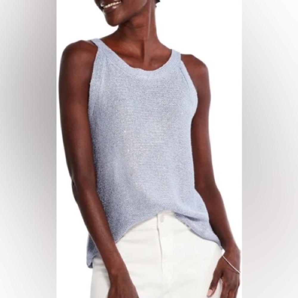 NIC+ZOE Sequin Sweater Tank in Blue Glacier.